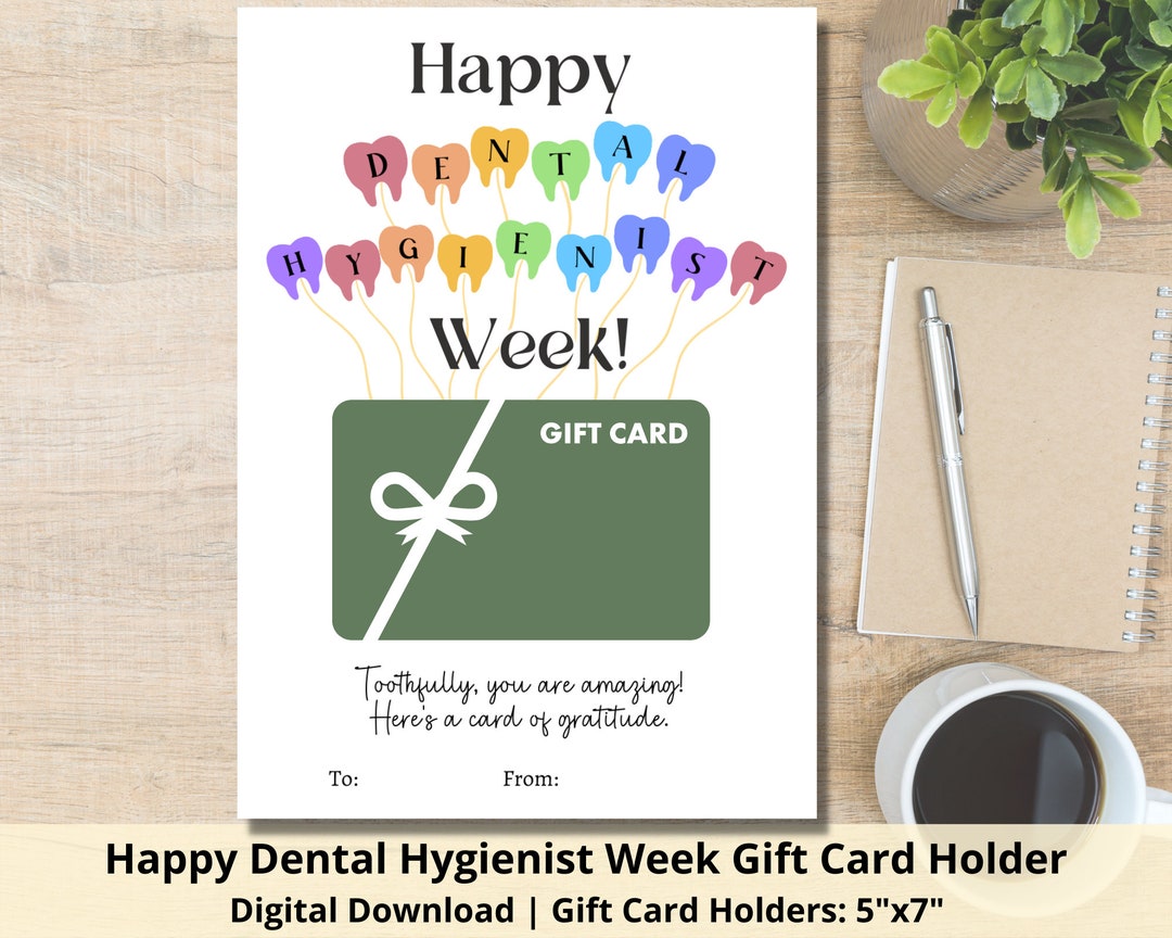 Happy Dental Hygienist Week Gift Card Holder Printable Dental Hygienist