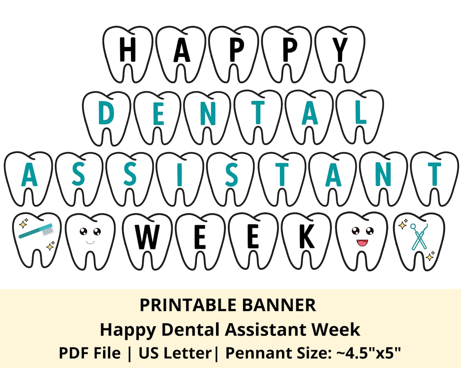 Happy Dental Assistant Week Printable Banner Dental Etsy