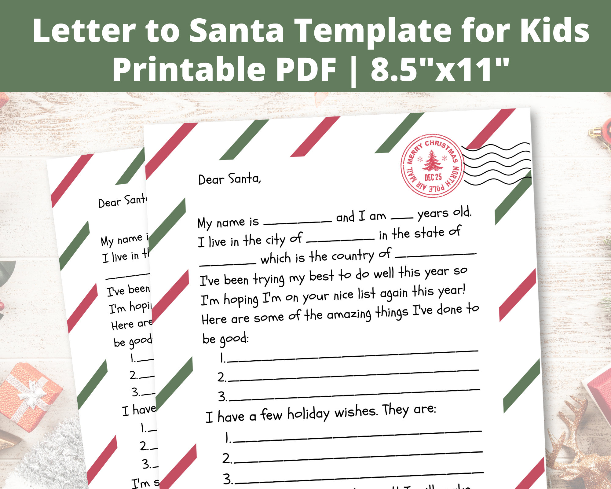 Printable Kids Letter to Santa Template Letter to Santa Claus Dear