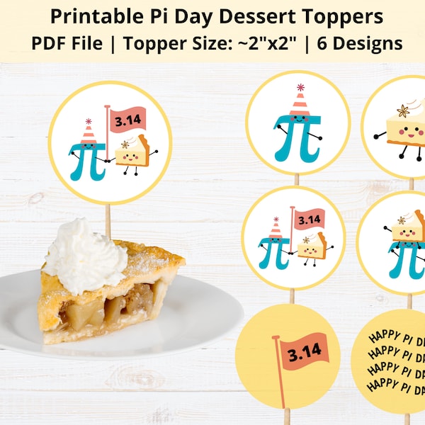 Printable Pi Day Toppers | Pi Day Dessert Toppers | Pi Day Cupcake Toppers | Pie Topper | Pi Night | Pie Decoration