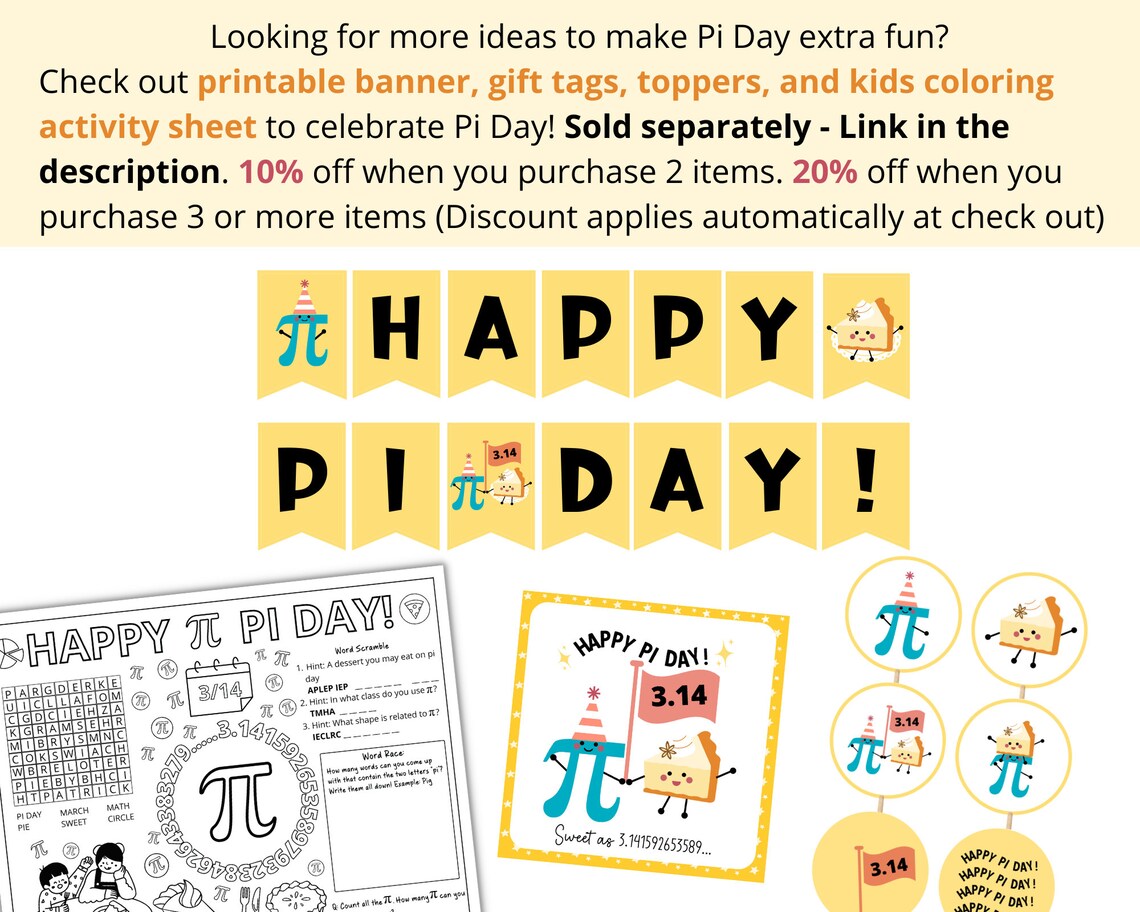 Pi Day Printable Banner Happy Pi Day Banner Pi Day Etsy