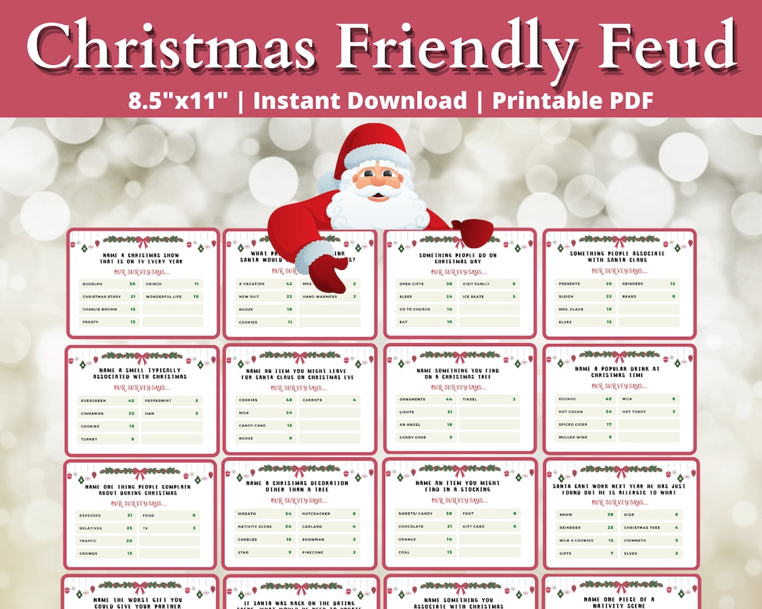 Christmas Friendly Feud | Holiday Family Feud | Printable Christmas ...