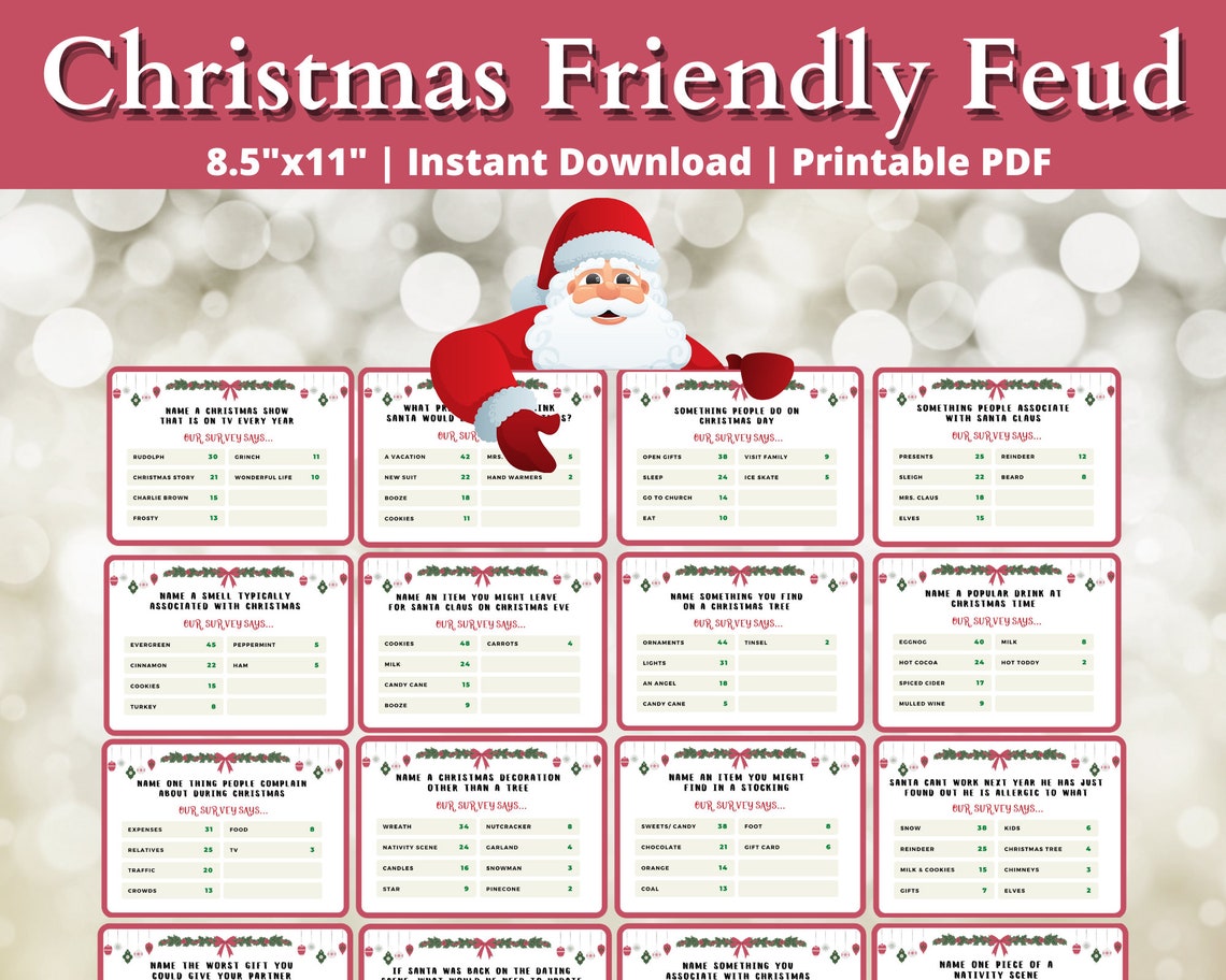 Christmas Friendly Feud Holiday Family Feud Printable Christmas Party ...