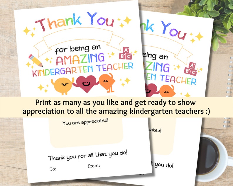 Kindergarten Teacher Appreciation Gift Card Holder | Printable Teacher ...