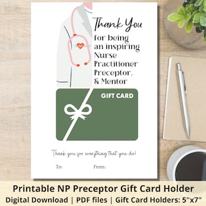 Cadeau pour précepteur/infirmière praticienne | Porte-cartes imprimable Précepteur NP | Idée cadeau mentor NP | Cadeau de remerciement clinique