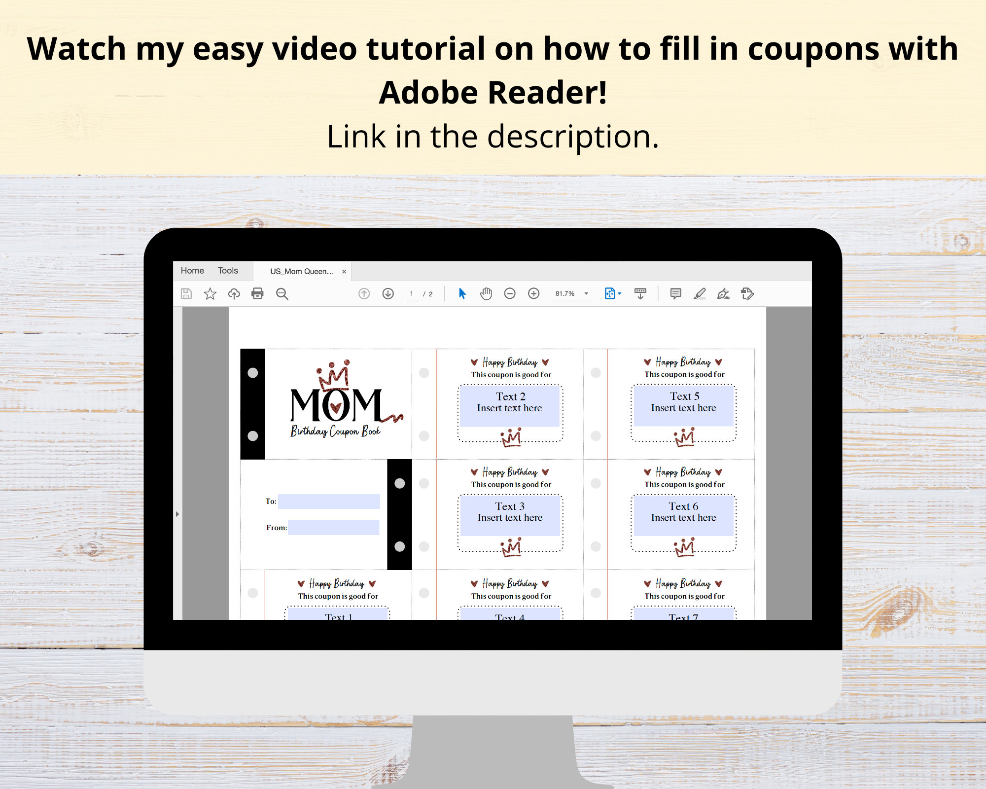 Printable Kids Coupons Page Template Mom S Birthday