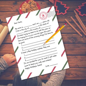 Druckbare Kinder Brief An Santa Vorlage | Brief an den Weihnachtsmann | Lieber Weihnachtsmann Buchstabe | Weihnachtswunschliste | Weihnachtsmann Buchstabe