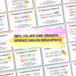 Random Act of Kindness Cards Printable Act of Kindness Cards Pay It Forward Small Acts RAOK Gratitude Cards Affirmation Notes image 5