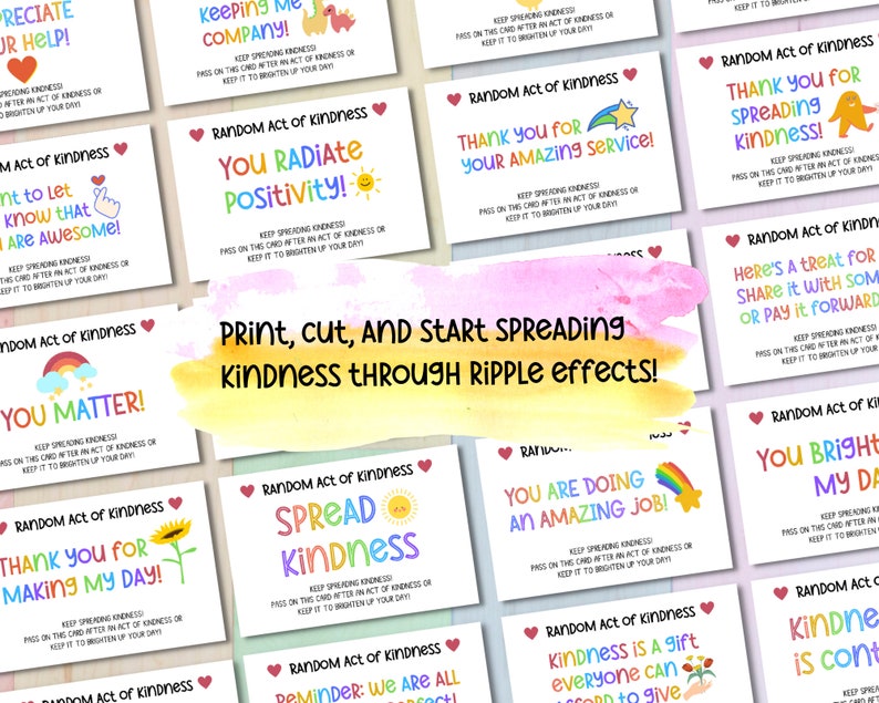 Random Act of Kindness Cards Printable Act of Kindness Cards Pay It Forward Small Acts RAOK Gratitude Cards Affirmation Notes image 5