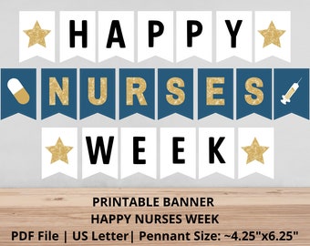 Happy Nurses Week Banner | Printable Happy Nurses Week Banner | Nurses Week Celebration Banner | Nurses Appreciation Garland