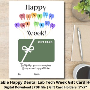 porta-presente feliz da semana da tecnologia do laboratório dentais | Suporte para cartão-presente de reconhecimento de técnico de laboratório dentário para impressão | Etiquetas para presente de agradecimento odontológico