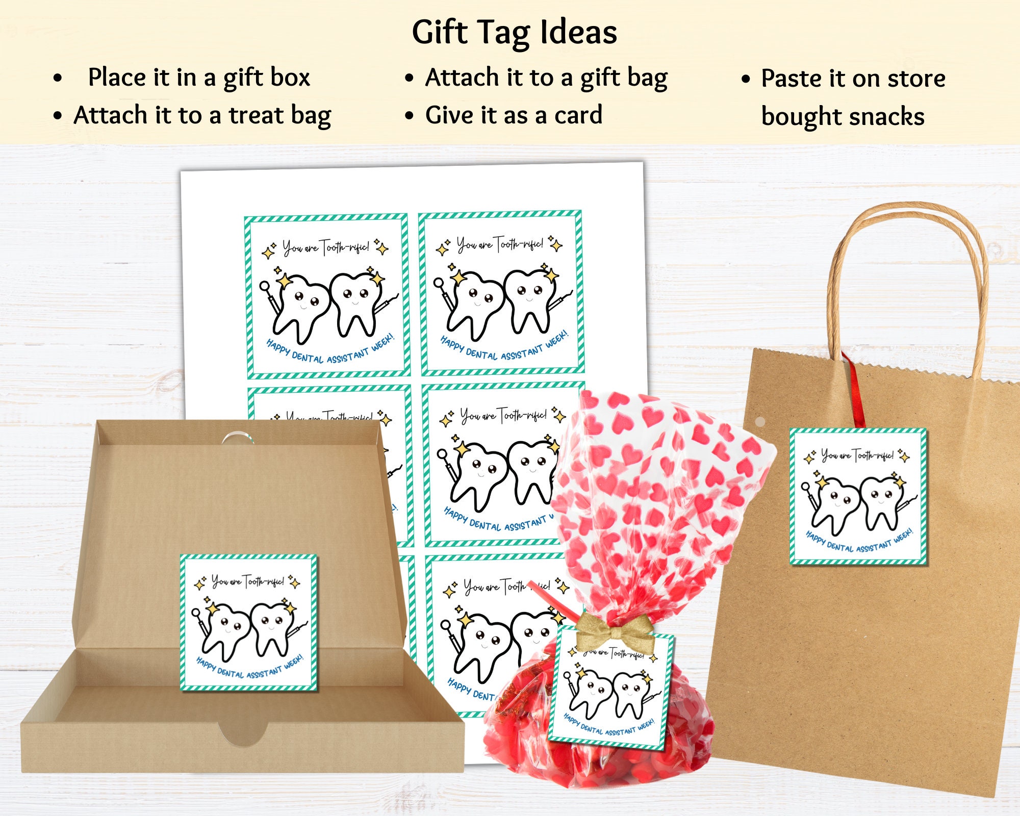 Dental Assistant Week Gift Tags Printable Dental Assistant Gift Tags