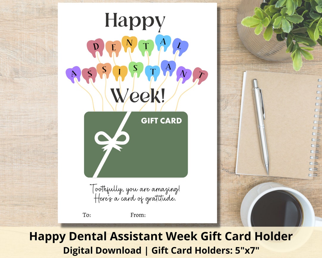 Happy Dental Assistant Week Gift Card Holder Printable Dental Assistant