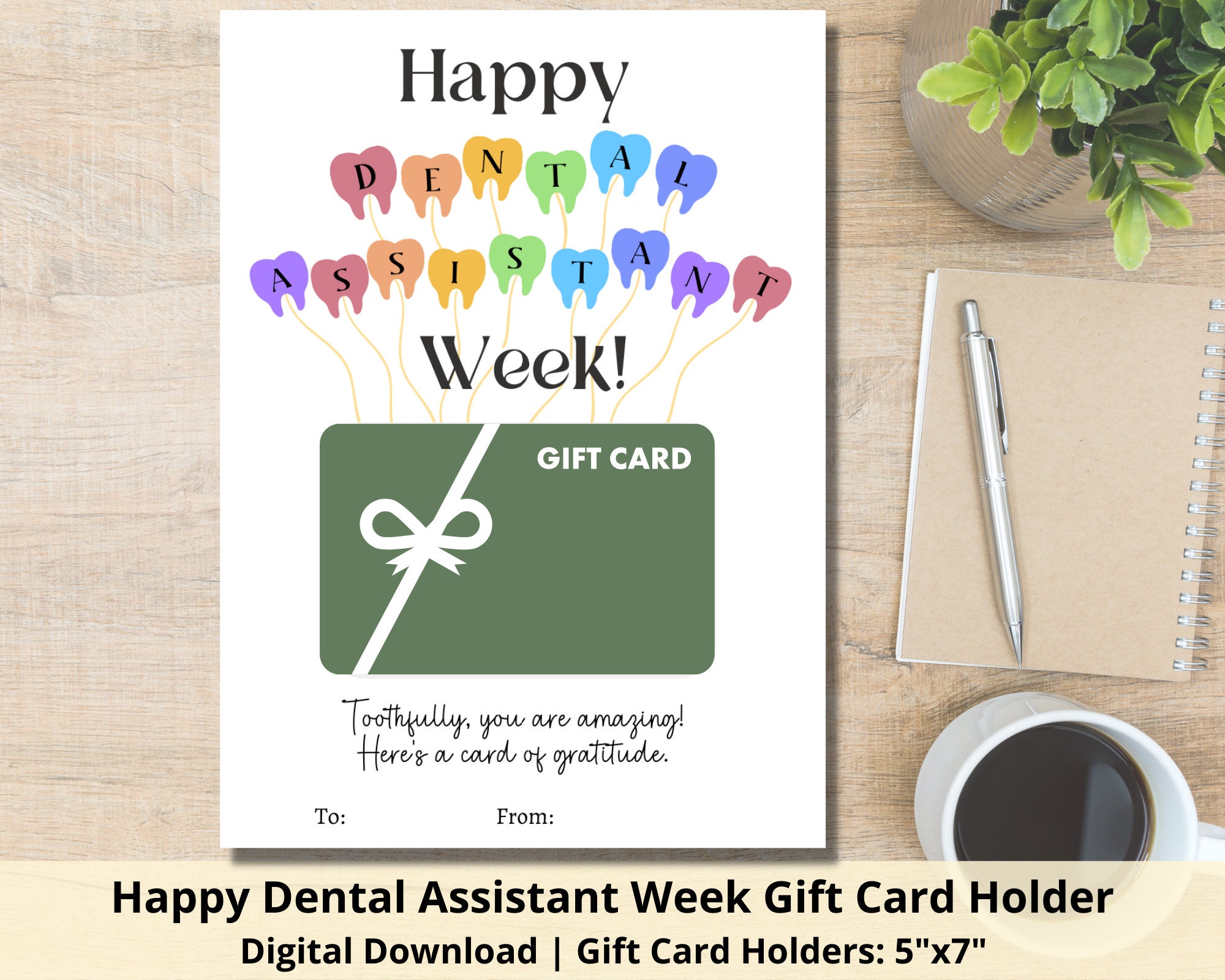 Happy Dental Assistant Week Gift Card Holder Printable Etsy