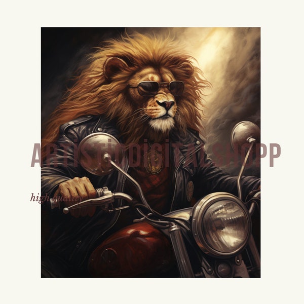 majestic lion on the bike png- charismatic lion high quality image-magnificent lion jpg instant download-t-shirt cup etc. 19.15mb