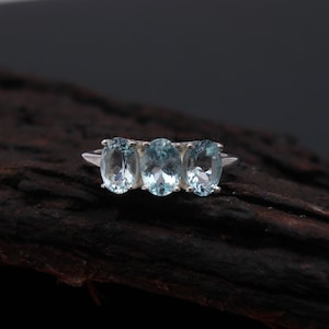 Aquamarine Ring, Natural Aqumarine Anniversary wedding ring, Handmade Ring, March Birthstone 925 Silver ring, Everday Ring Gift For Her