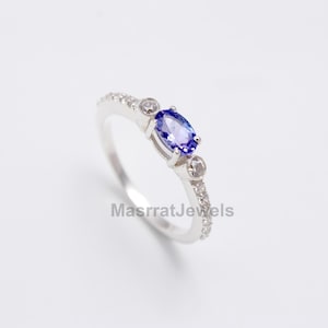Handmade Tanzanite Ring: Oval Sterling Silver Birthstone Ring