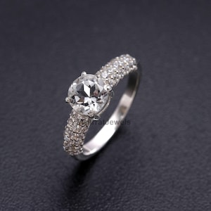 White Topaz Ring: Sterling Silver Solitaire Engagement Ring