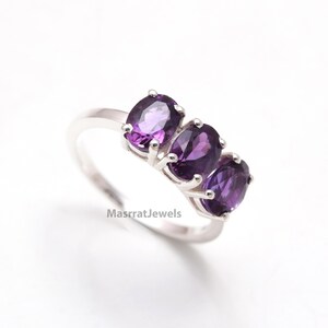 Oval Amethyst Ring: Sterling Silver February Birthstone Stackable Jewelry
