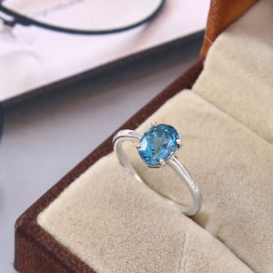 Swiss Blue Topaz Ring 925 Silver Ring Handmade Ring Statement Ring Engagement Ring  Oval Cut Topaz Ring For Women