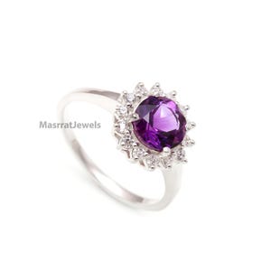 Amethyst Engagement Ring: Sterling Silver February Birthstone, Handmade