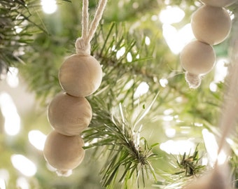 5 Piece Set - Wooden Christmas Ornament | Bohemian Christmas | Bead Ornament | Natural Christmas Decor | Stocking Ornament