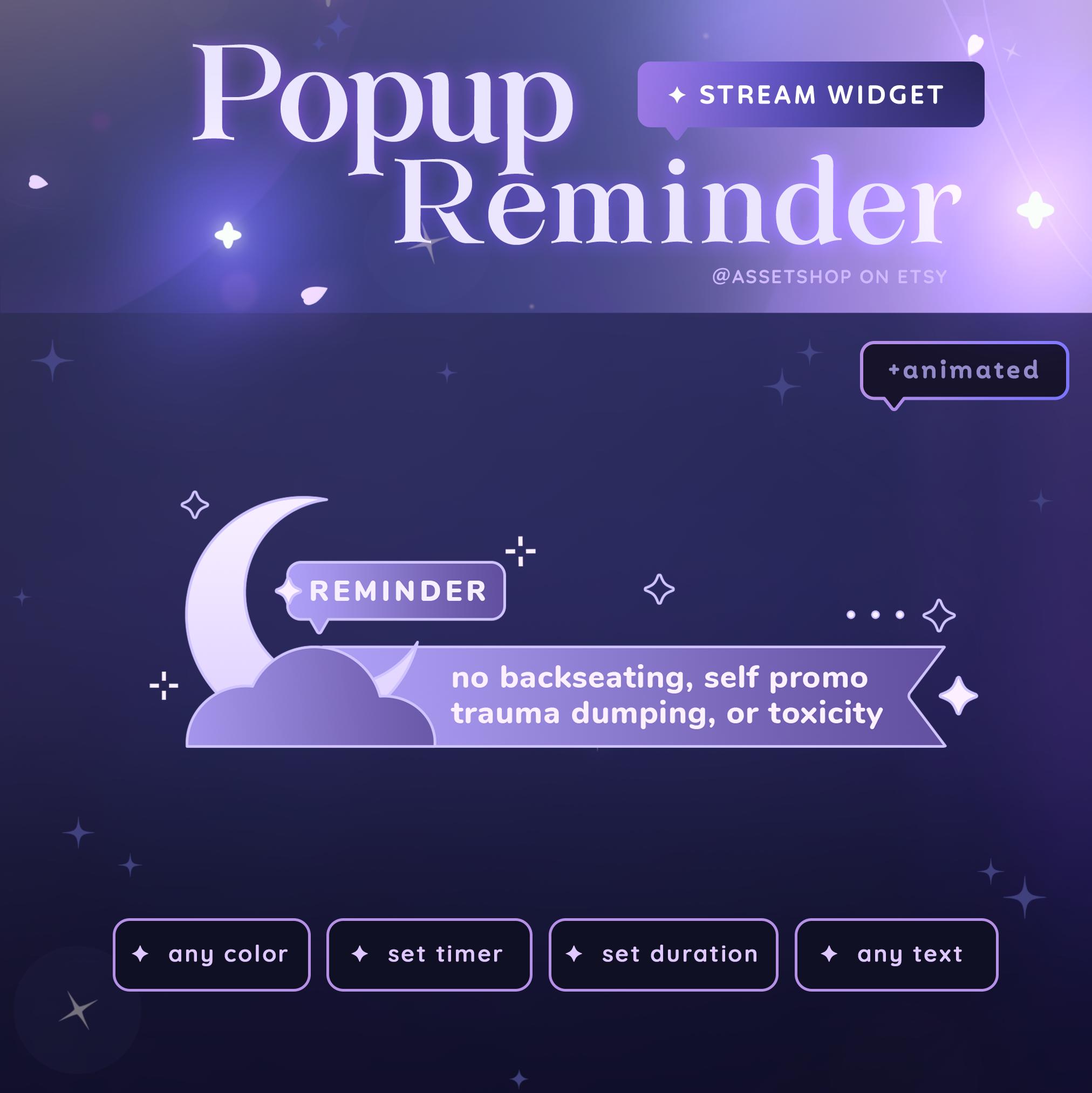 Moon Popup Reminder for Twitch & Youtube | Customizable Cute | Stars ...