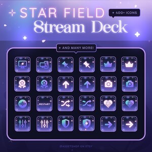 400+ Star Field Icons- Elgato Stream Deck | Stream | Artist | Twitch Youtube | StreamElements OBS | Celestial Aesthetic | Blue Pink Purple image 7