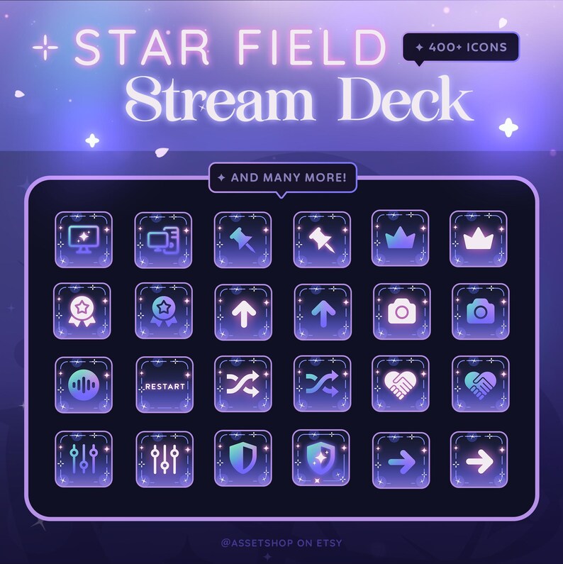 400+ Star Field Icons- Elgato Stream Deck | Stream | Artist | Twitch Youtube | StreamElements OBS | Celestial Aesthetic | Blue Pink Purple image 7