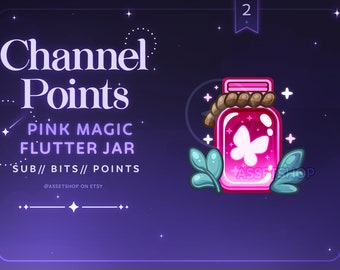 Pink Magic Butterfly Jar Channel Point | Twitch Channel Points | Bits | Emotes | Reward Redeem | Cute | Sparkly | Fairy | Plant |