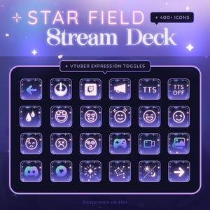 400+ Star Field Icons- Elgato Stream Deck | Stream | Artist | Twitch Youtube | StreamElements OBS | Celestial Aesthetic | Blue Pink Purple image 2
