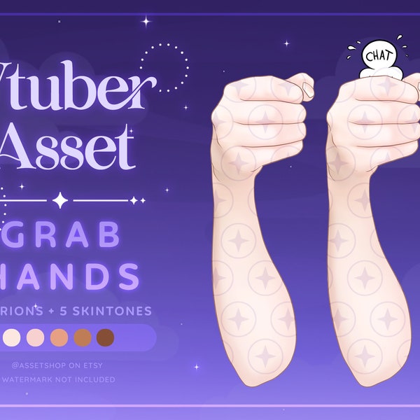 Vtuber Hand Grab Asset |  Vtube Studio | Layerable | Anime Chat Grab | Grip | Hold | Squeeze | PNG | Twitch Stream Interactive Channel Prop