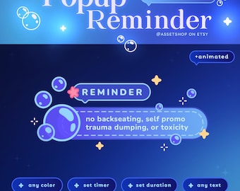 Bubble Popup Reminder - Twitch & Youtube | Customizable Cute Sea Notification | Streamer | For OBS and StreamElements | Commands | Sounds