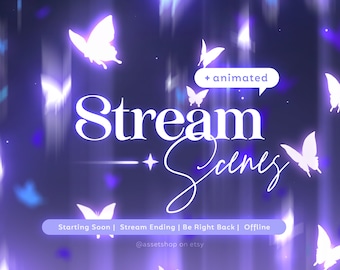 Butterfly Stream Scenes - Purple Glowing Intermission | Dark Holographic Screen | Dreamy Aesthetic Night Interlude | Starting | BRB | Ending