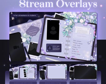 Lofi Scrapbook Stream Overlay - Notebook Theme Twitch | Vtuber Debut Introduction Mockup Pack | iPad Gaming Scene | Drawing Writing Flatlay