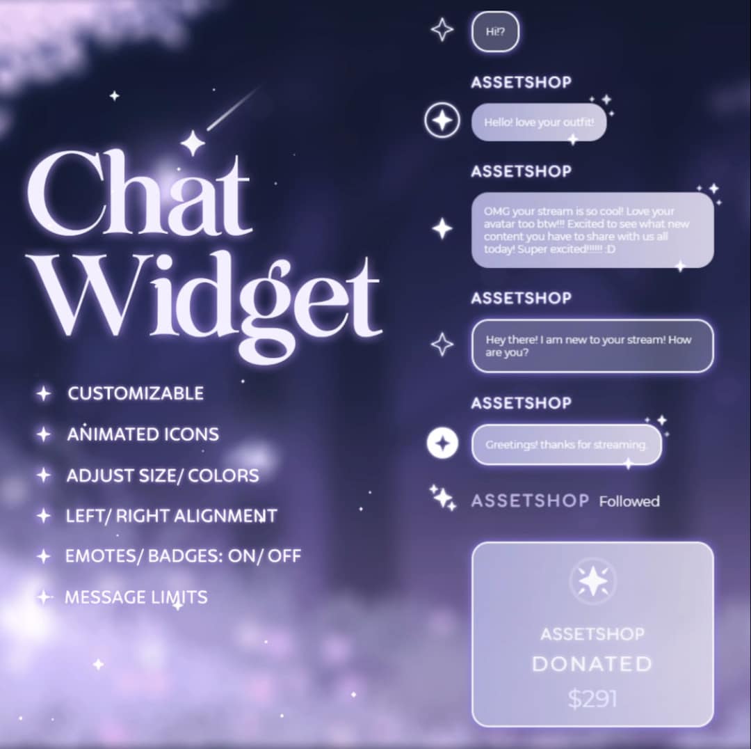Dream Twitch Chat Widget - Glowing Aesthetic Chatbox With Alerts ...