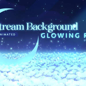 Fondo de noche estrellada de campos brillantes, Fondo de serpentina animado bonito, Azul cielo, Activo de Vtuber, Campo de flores de fantasía, Nubes oscuras
