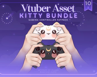 Vtuber Kitty Controller Bündel | Katzen Controller | Gaming-Asset-Prop | Anime Charakter Hände | Schichtbare Arme | Vtube Studio Grafik Sticker