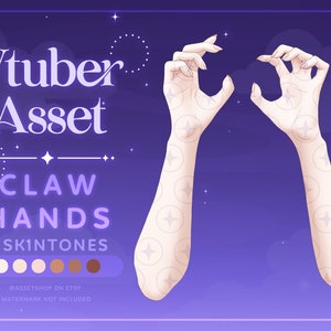 Vtuber Claw Hand Asset - Kitty Cat Pose | Spooky Scary Halloween Gesture | Layerable PNG for Vtube Studio | Sticker | Arm Hand Action | Boo
