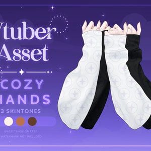 Cozy Sweater Vtuber Hand Asset - Black | White | Cute Snuggle Pose Prop | VtubeStudio PNG Sticker | Anime Character Arms | Winter | Streamer