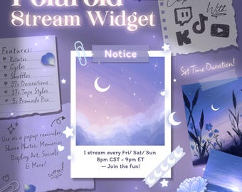 Polaroid Rotator / Popup Alerts— for Twitch Youtube Kick Tiktok | 10x Slides | Cycle | Add Photos, Art, Notices, Socials, Reminders, Events
