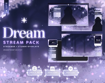 Dream Twitch Streamer Pack - Customizable | Overlay | Purple | Butterfly Forest Aesthetic | Vtuber Scenes | Just Chatting | Gaming | Modular