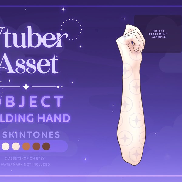 Vtuber Hand Holding Object Pose | .PNG Vtube Studio Sticker Asset | UnRigged Female Arm | Light Medium Dark Skintone | Streamer Prop |