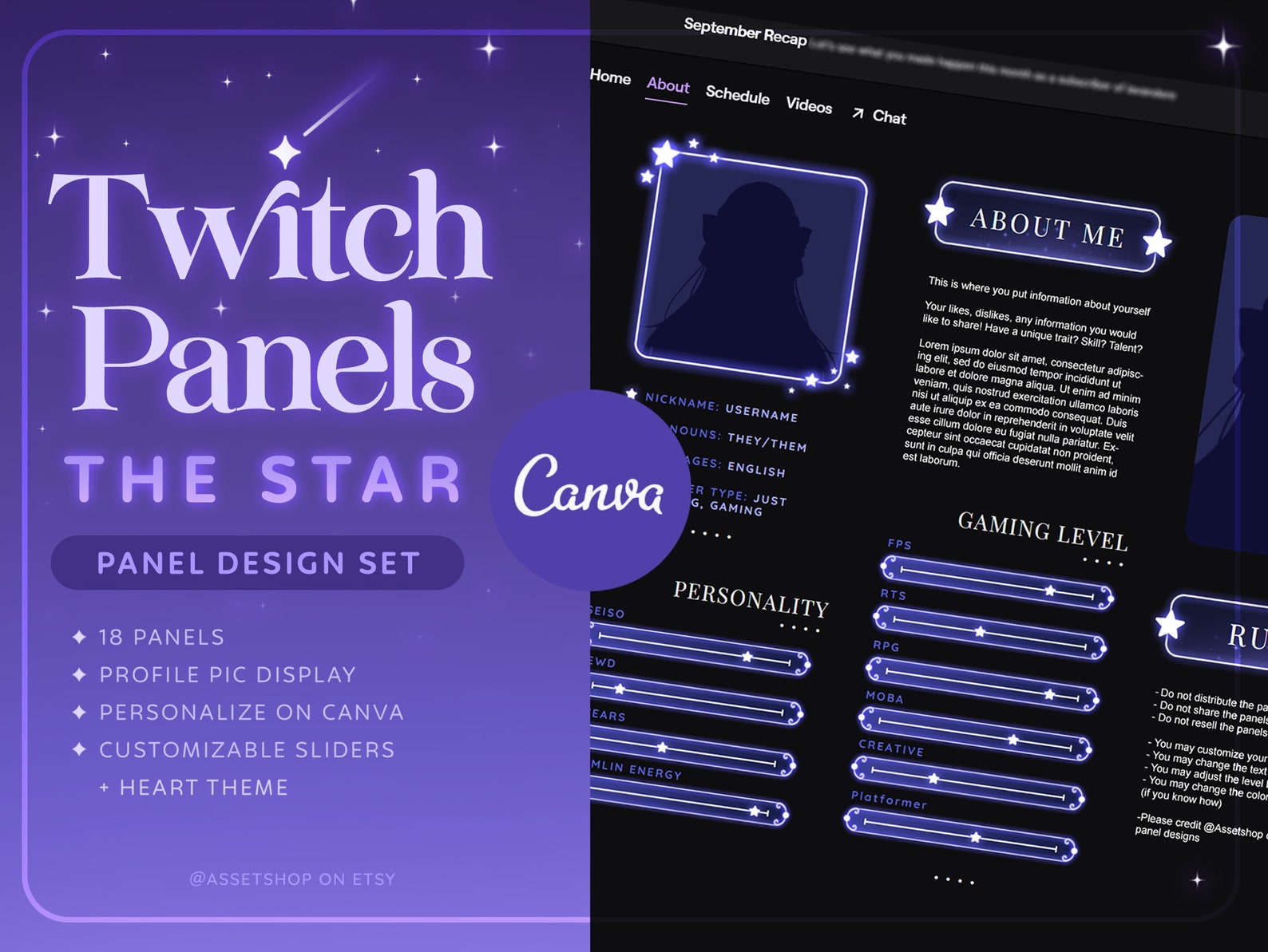 Star Twitch Panels Night Themed Twitch Panels Star Twitch Panels ...