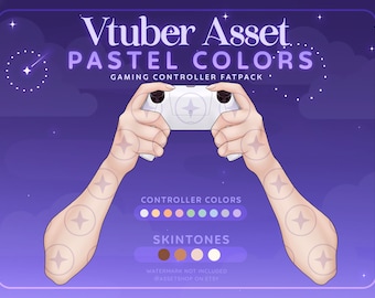 Vtuber Controller Asset Bundle | Pastel | Light | Twitch Streamer Gamer Prop | Vtube Studio OBS Gesture Pose | Layerable Character Hand