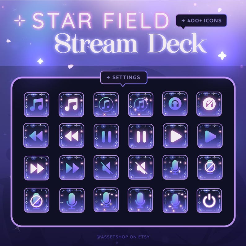 400+ Star Field Icons- Elgato Stream Deck | Stream | Artist | Twitch Youtube | StreamElements OBS | Celestial Aesthetic | Blue Pink Purple image 6
