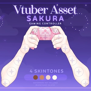 Cute Kawaii Sakura Vtuber Controller Asset | Twitch Streamer Gaming Prop | Vtube Studio OBS Overlay Action | Layerable Anime Character Hand