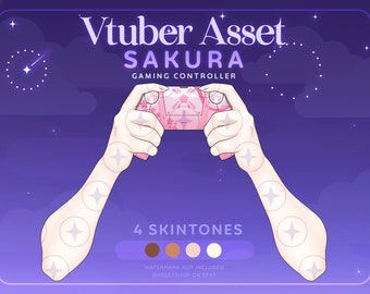 Cute Kawaii Sakura Vtuber Controller Asset | Twitch Streamer Gaming Prop | Vtube Studio OBS Overlay Action | Layerable Anime Character Hand