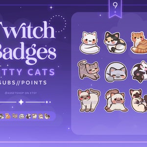 Insignias de suscripción de Twitch de gatitos lindos / Recompensas de fidelidad de Cozy Cottage Core / Roles de Discord de Youtube Kick / Bits / Paquete de gatitos / Variedad de animales