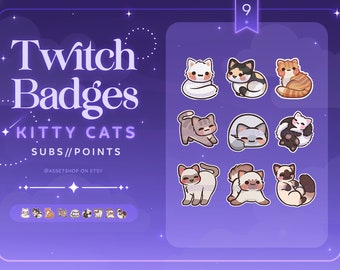 Cute Kitty Cat Twitch Sub Badges | Cozy Cottage Core Loyalty Rewards | Youtube Kick Discord Roles | Bits | Kitten Pack | Animal Variety